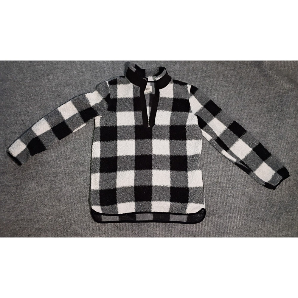 BKE Women's Checkered Sherpa 1/4 Zip Sweater Size Large